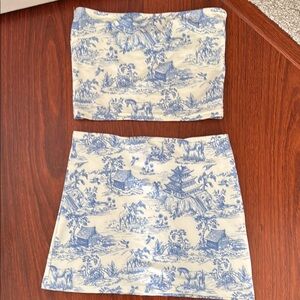 Edikted Blue and Cream Skirt